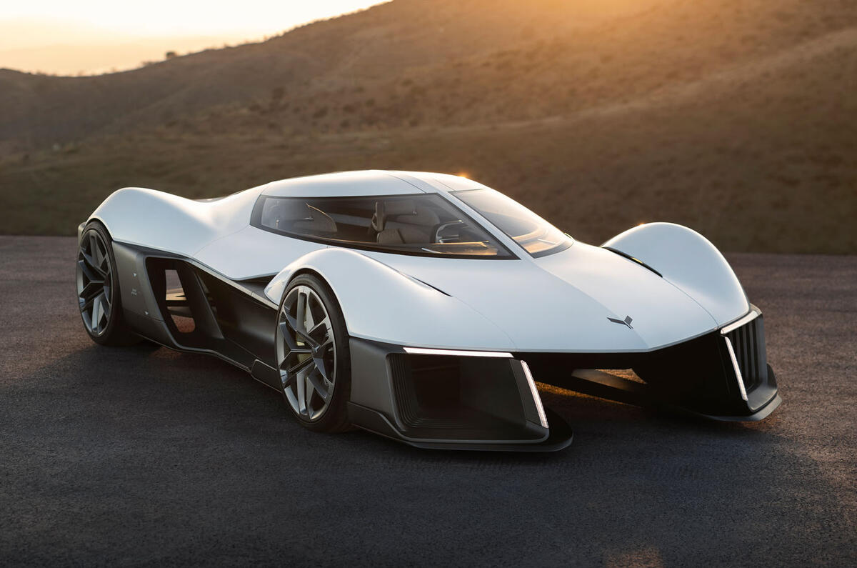 Chevrolet Corvette EV concept GM Advanced Design Europe front quarter lead