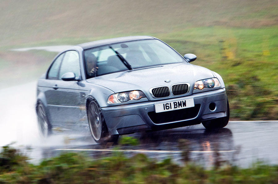 BMW on wet road