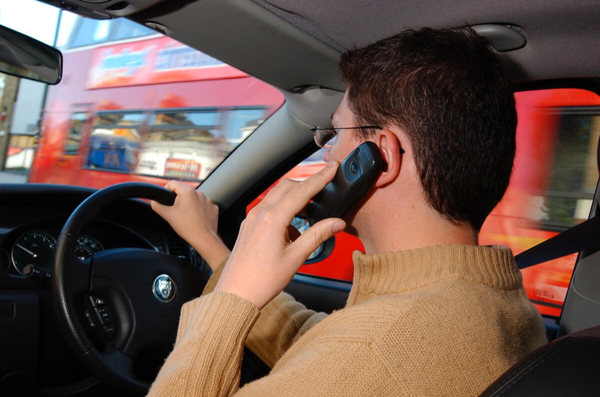 Driver on mobile phone