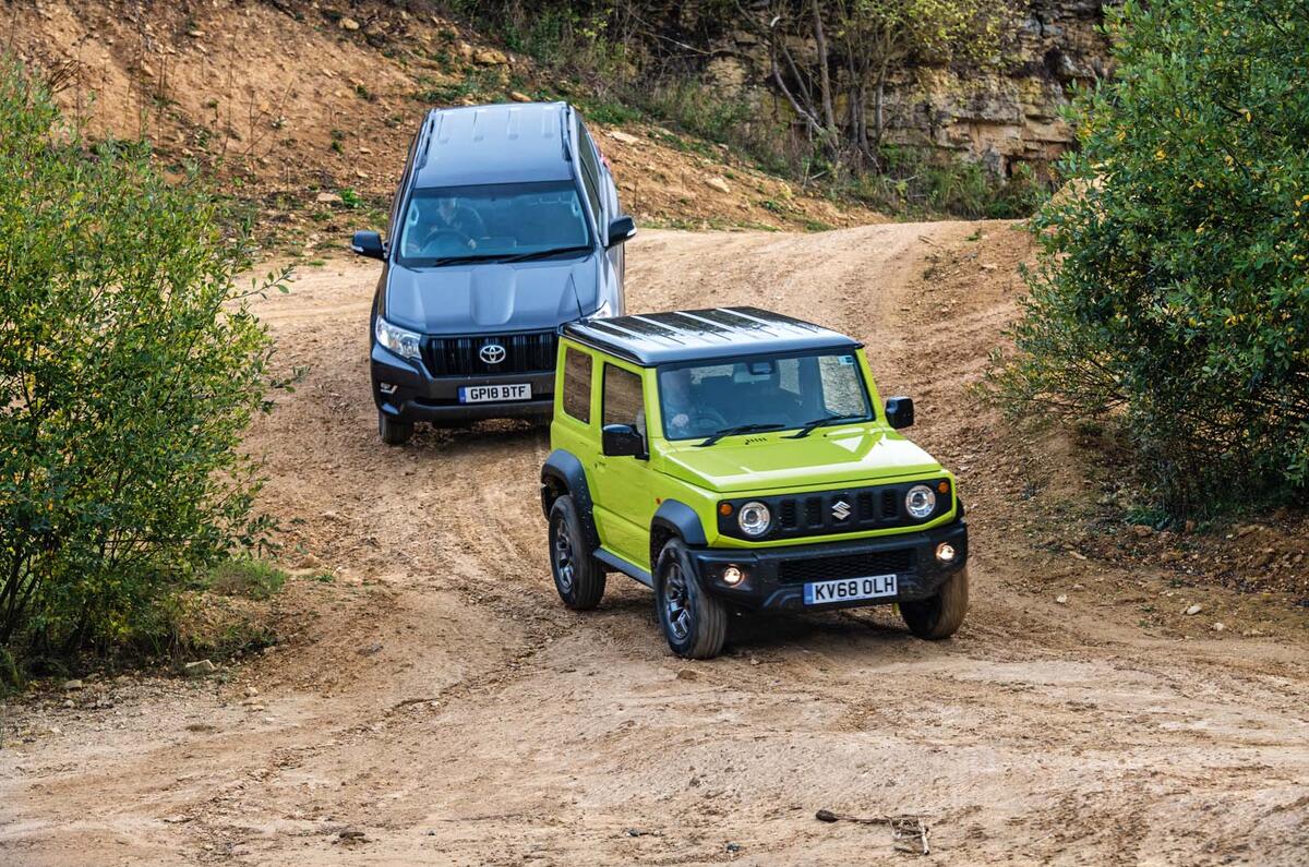 Suzuki Jimny vs. Toyota Land Cruiser off-road | Autocar