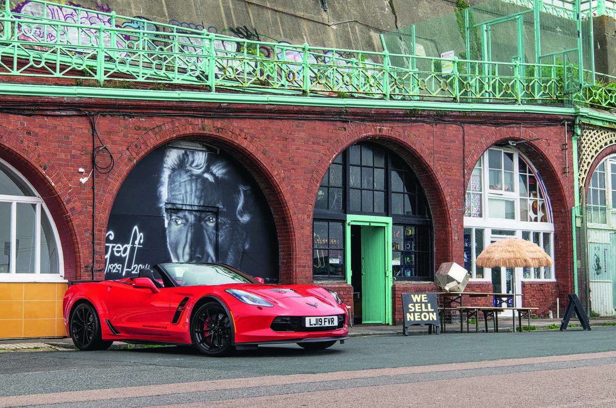 Driving the Chevrolet Corvette through rural England