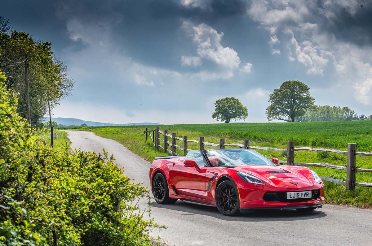 Driving the Chevrolet Corvette through rural England