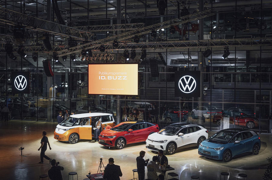 electric Volkswagen models on display in dresden