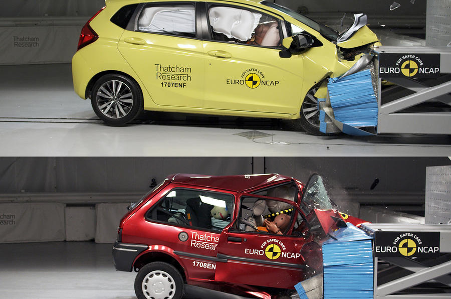 Euro NCAP 20th Anniversary – Thatcham Research crash tests the 1997 Rover 100 and a current Honda Jazz, dramatizing 20 years of advances in car safety