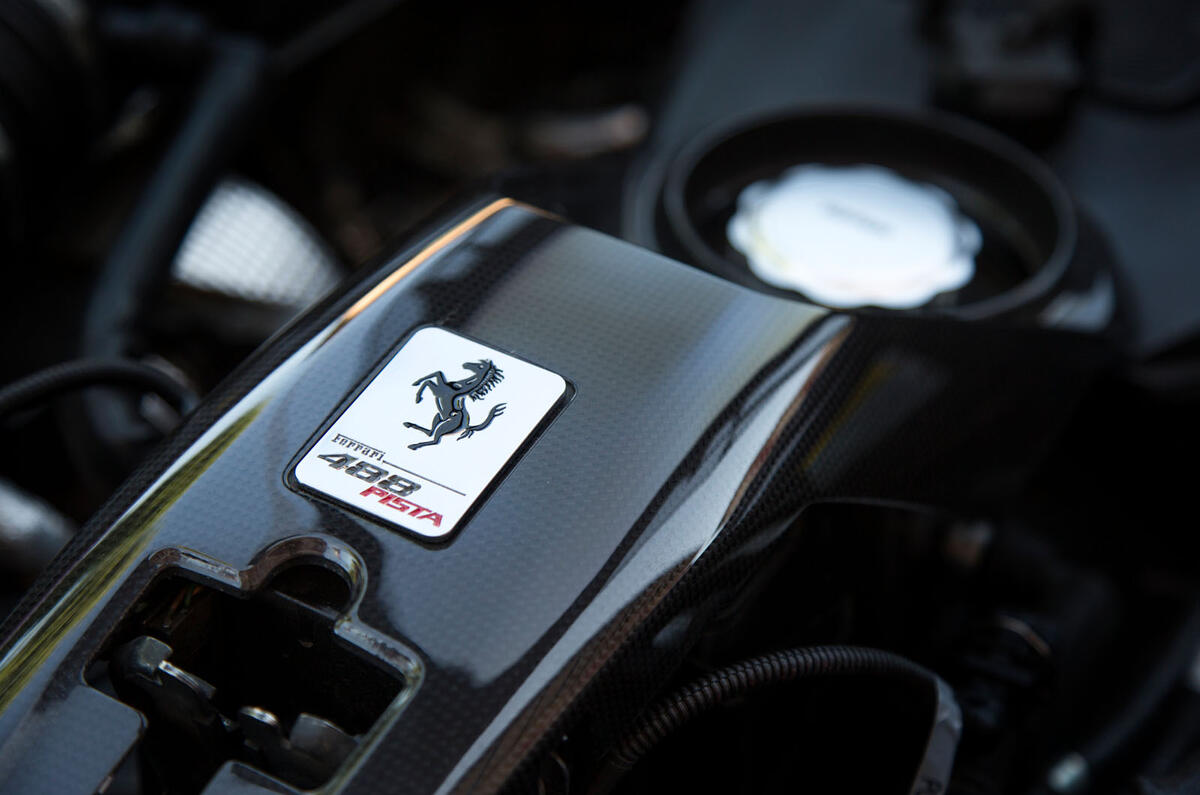 Ferrari 488 Pista 2018 UK first drive review - engine cover