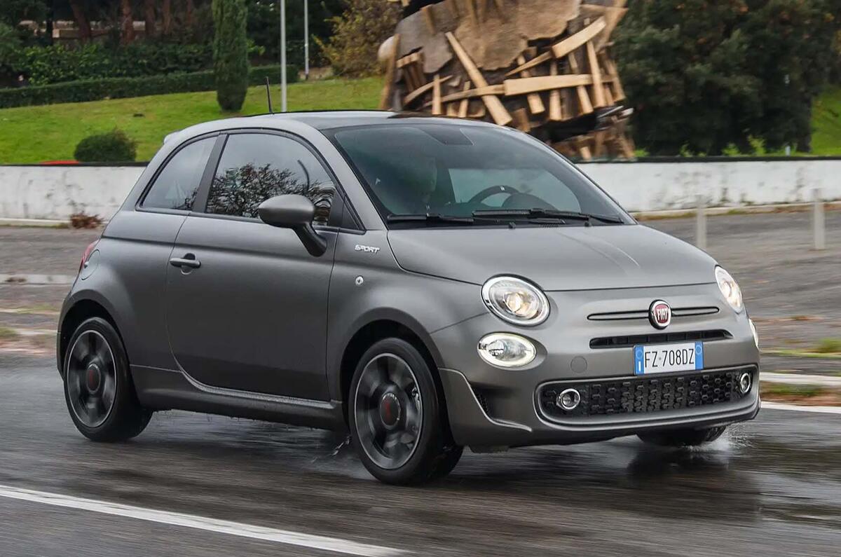 Fiat 500 front three quarter grey