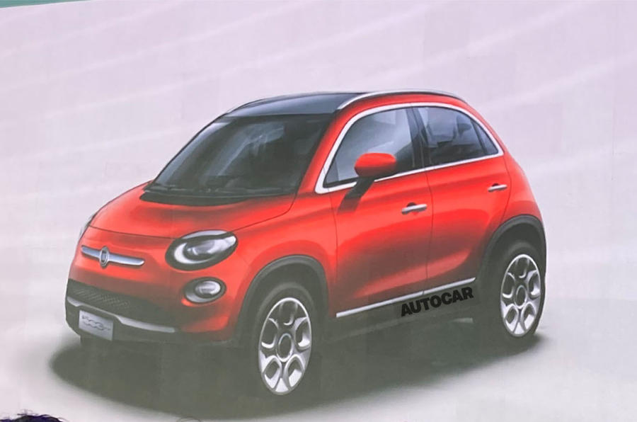 Fiat 500+ render official front three quarters