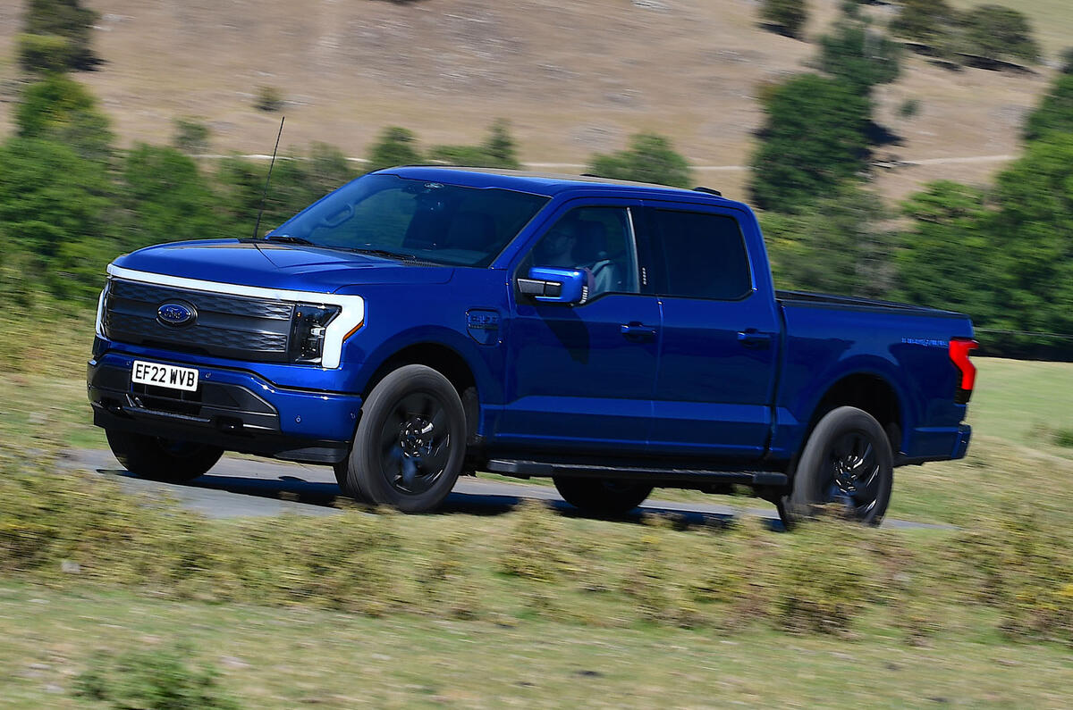 Ford F 150 Lightning 2022 front quarter tracking