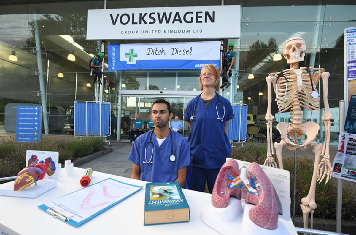 Greenpeace protests outside Volkswagen UK headquarters