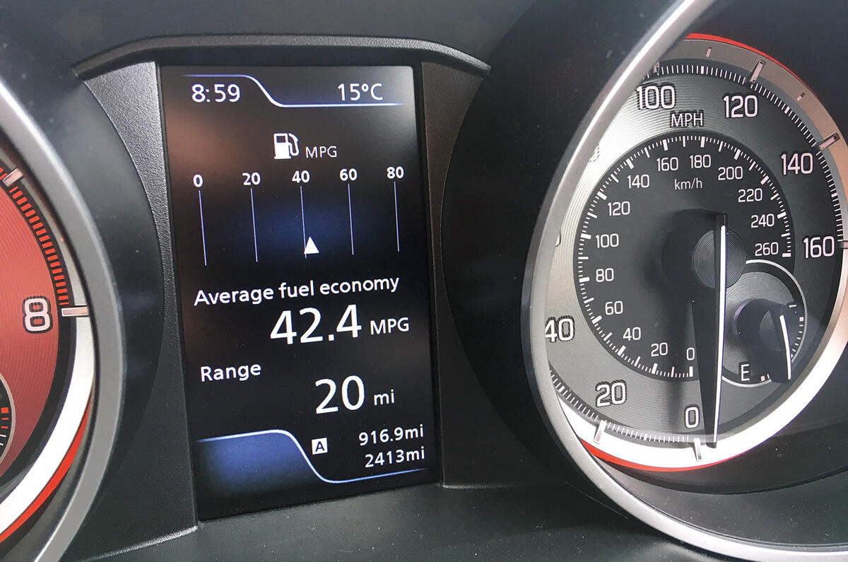 Suzuki Swift Sport 2018 long-term review fuel economy display