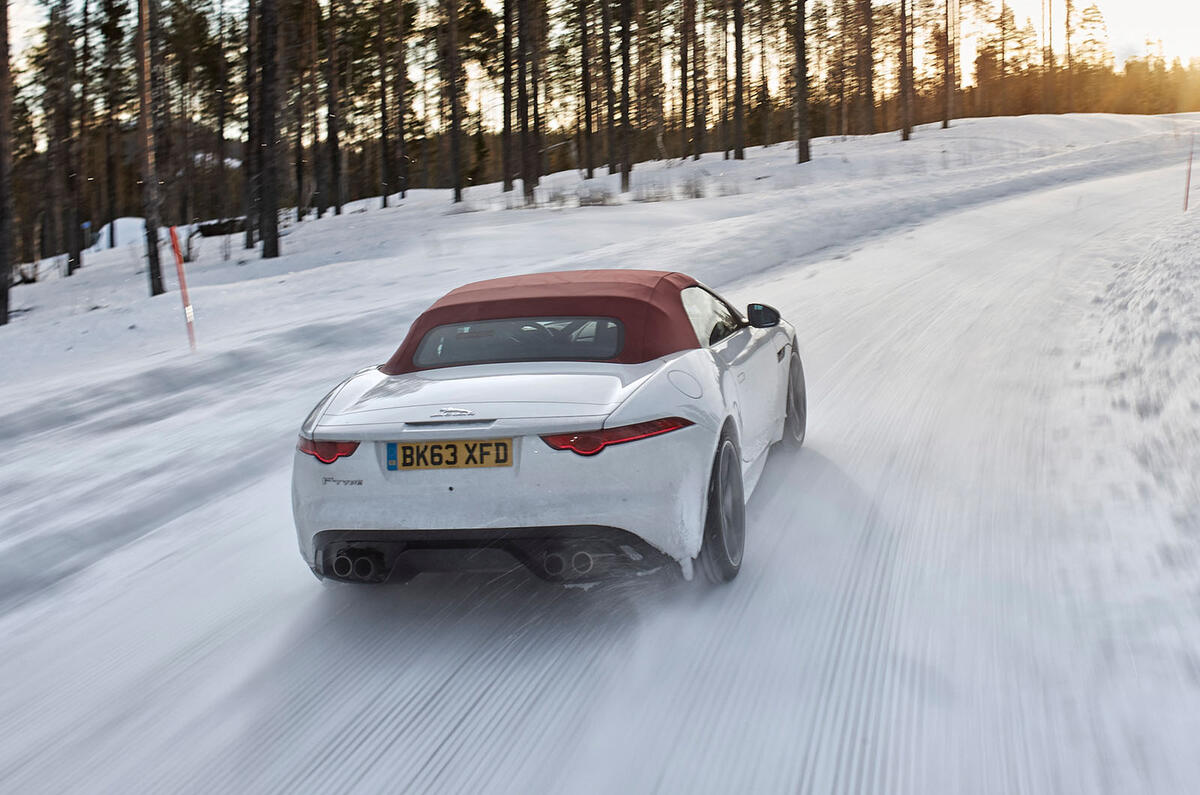 Jaguar F Type rear in snow