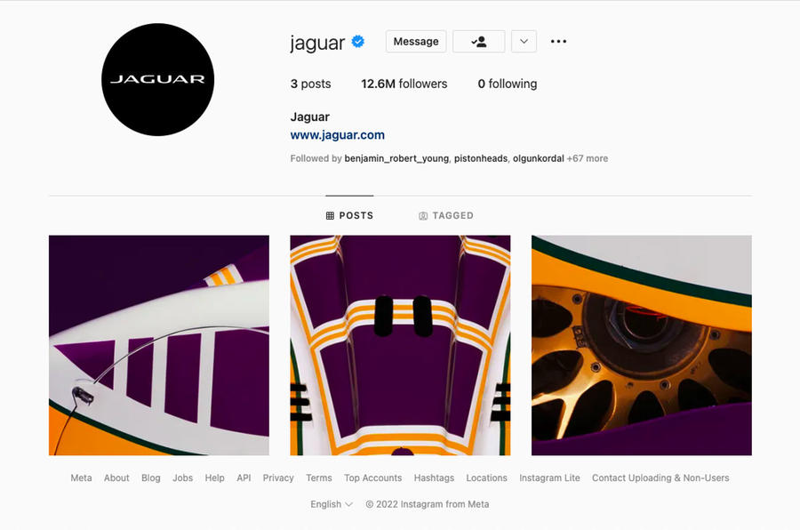 Jaguar Instagram feed