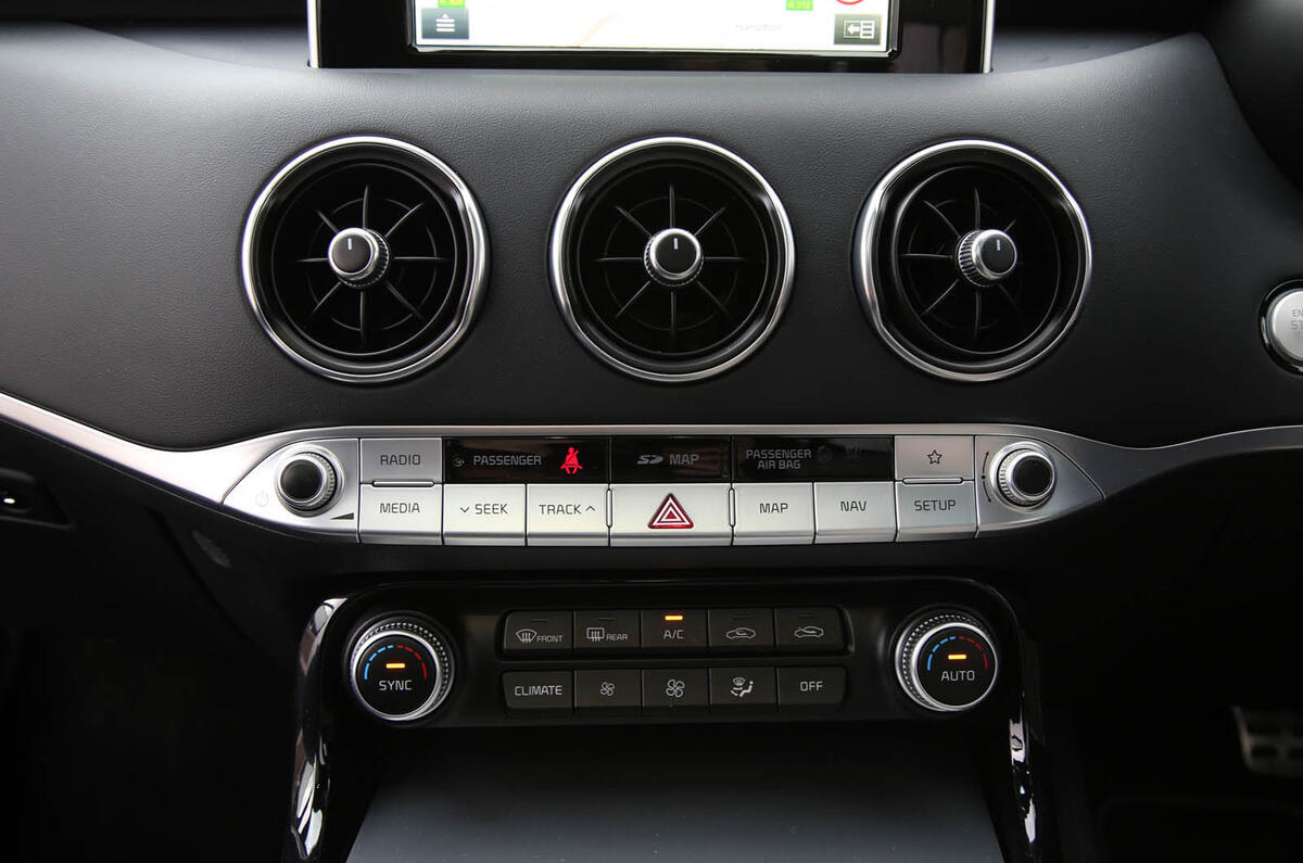 Kia Stinger GT S long-term review front climate control