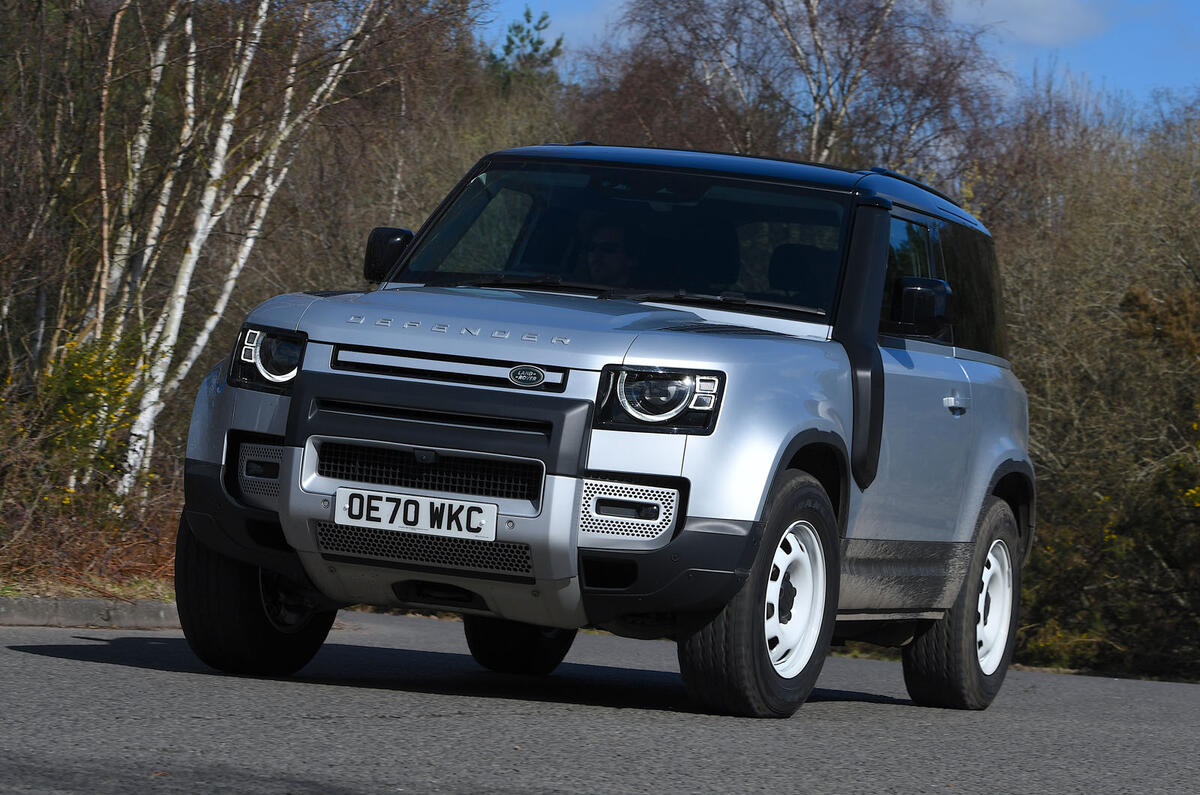 Land Rover Defender 90 2021 front quarter tracking