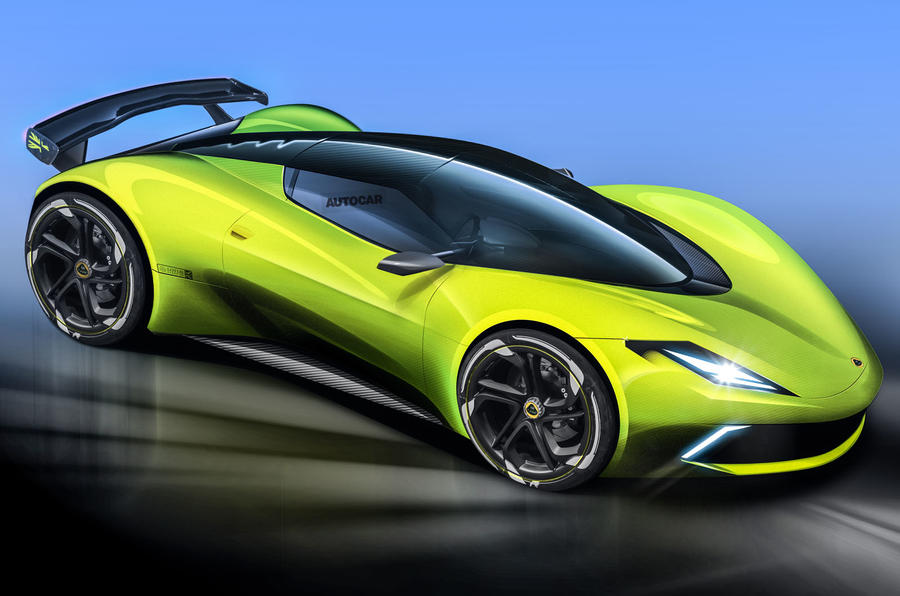 Lotus hypercar render Autocar hero front