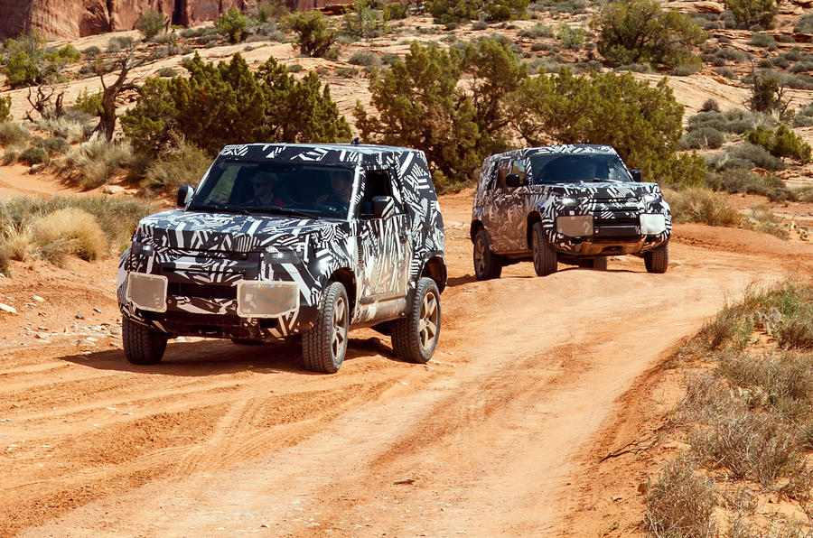 New Land Rover Defender in African desert