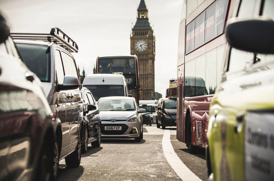 Traffic on Westminster Bridge, London
