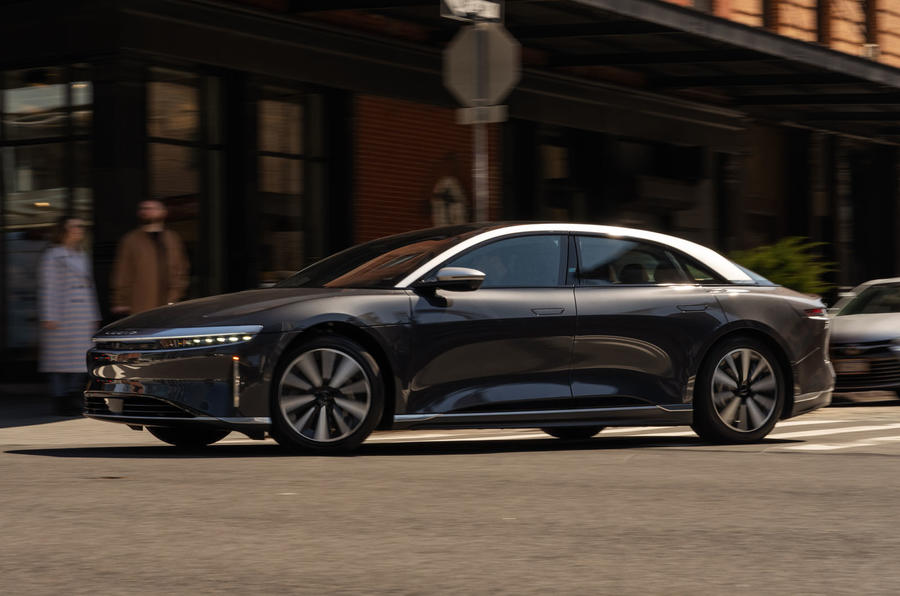 Lucid Air tracking front quarter