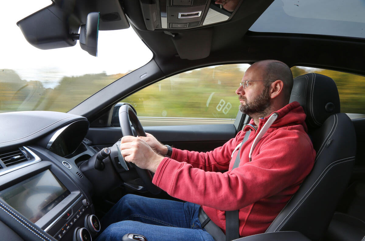 Matt Prior driving the Jaguar E-Pace P300