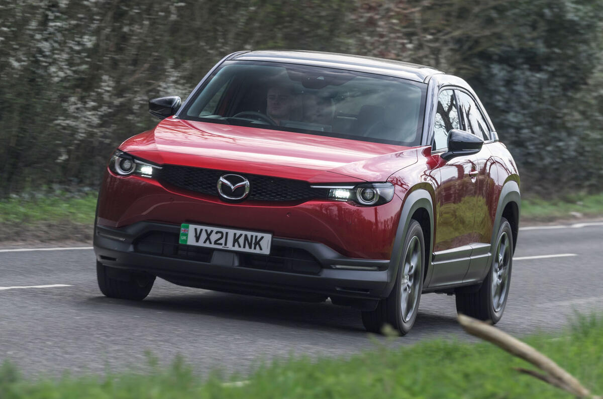 Mazda MX30 2021 front quarter tracking