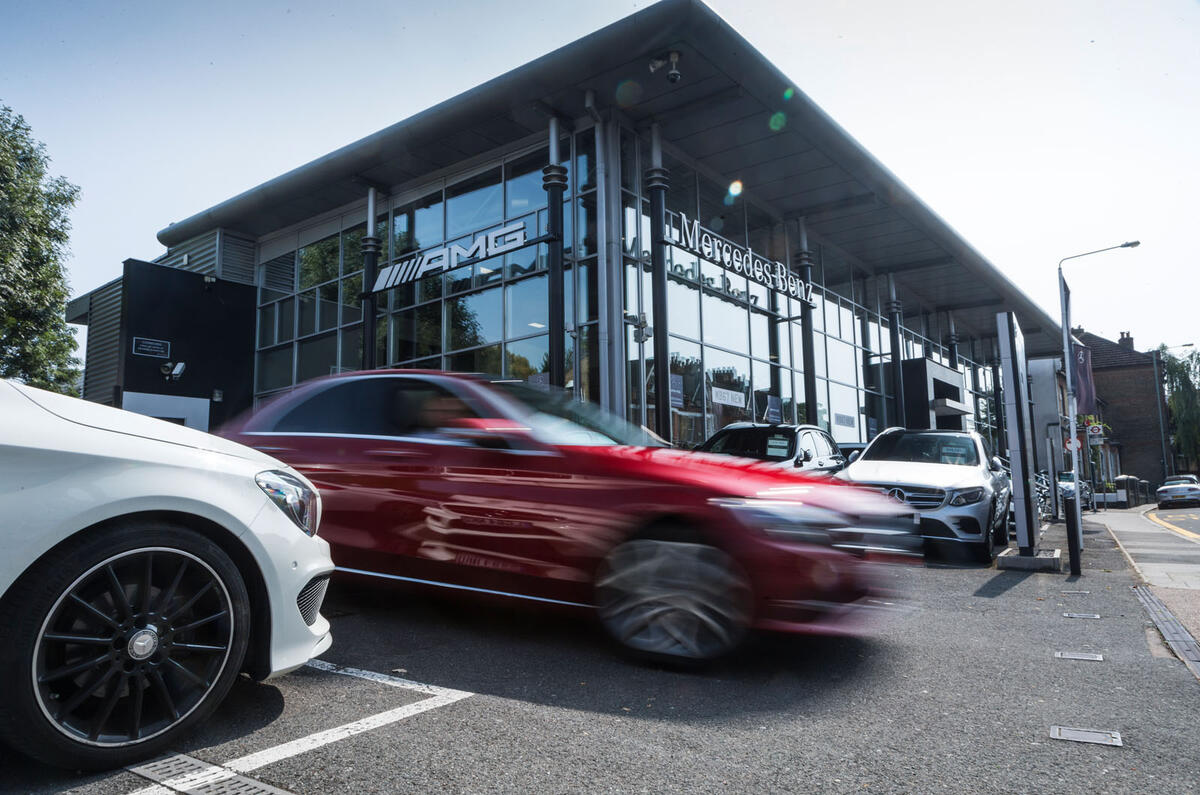 Mercedes Benz dealer forecourt