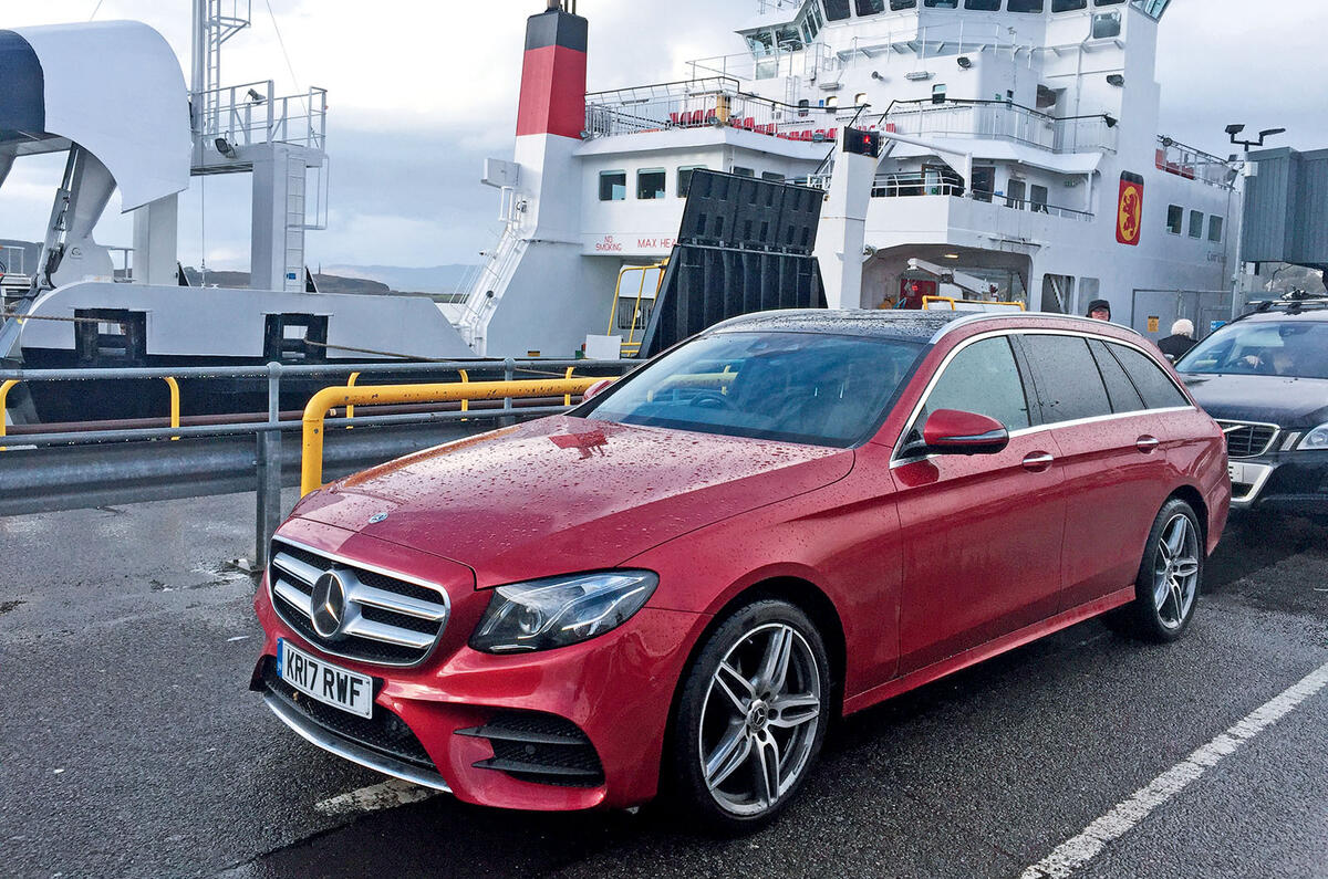 Mercedes-Benz E-Class Estate waiting to board the ferry