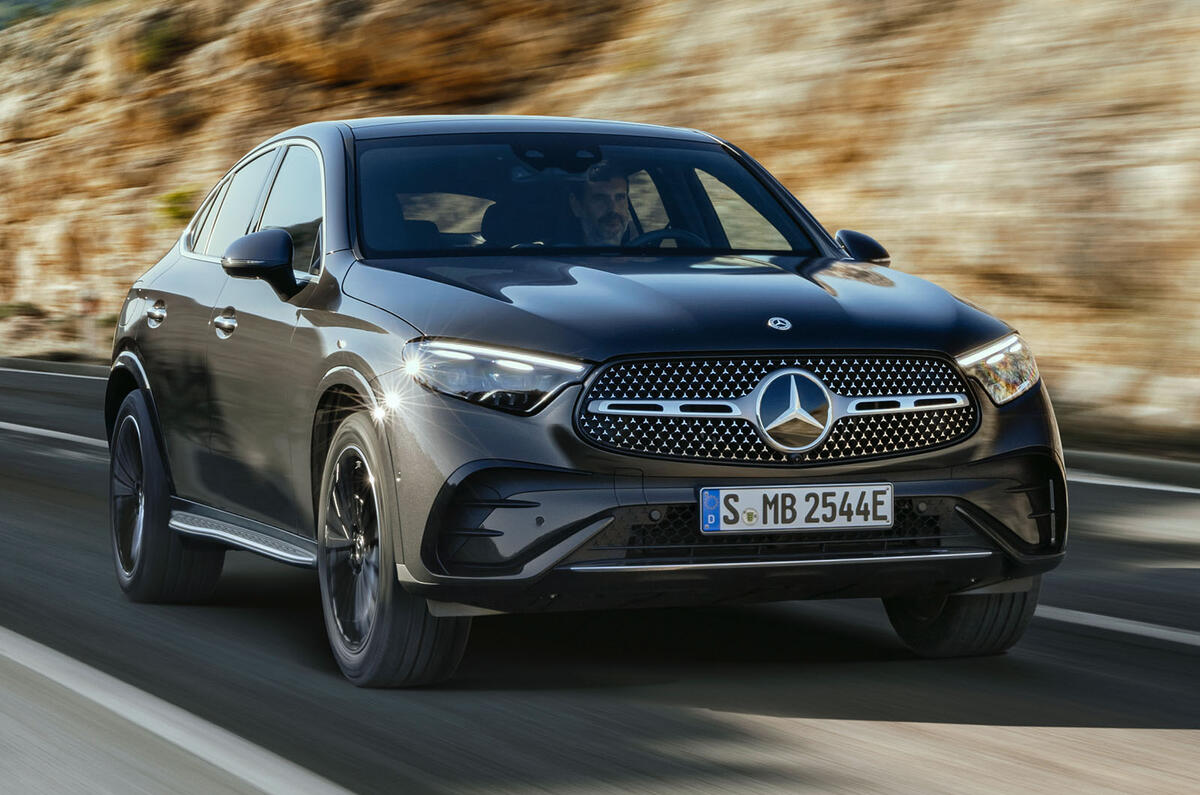 Mercedes benz glc coupe driving front 3 4