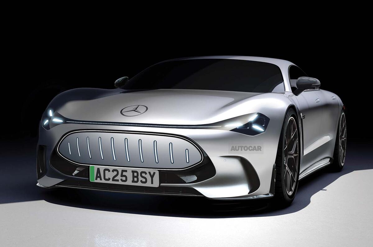 Mercedes AMG GT Four door EV concept front three quarter