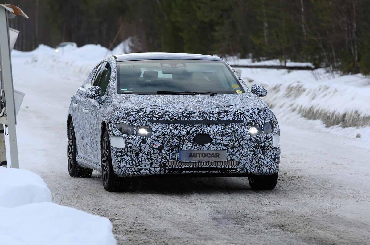 Mercedes EQ E spyshots front