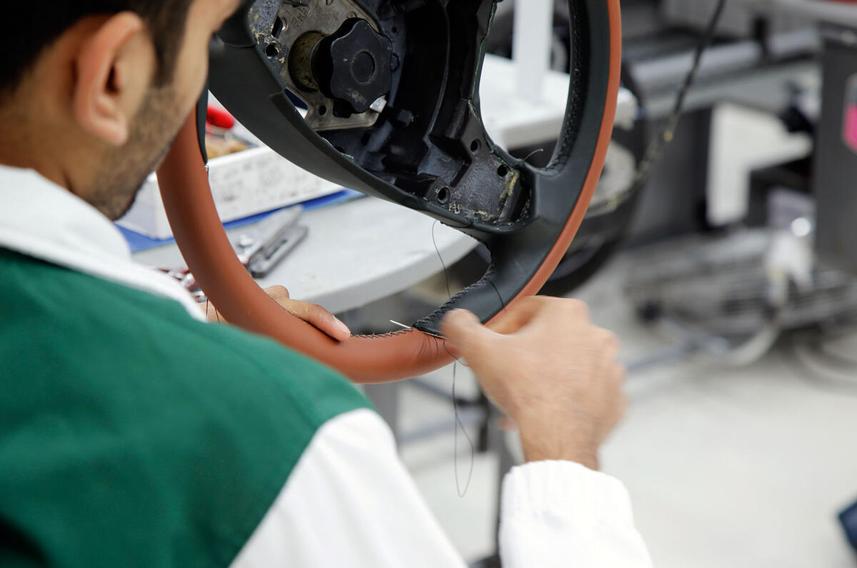 Hand stitched steering wheel