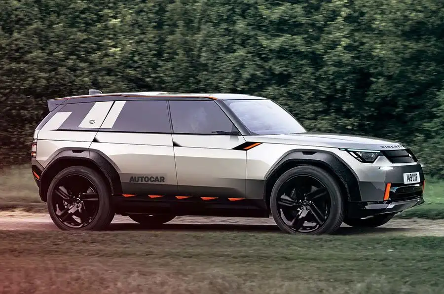 Render de tres cuartos del frente del nuevo Land Rover Discovery