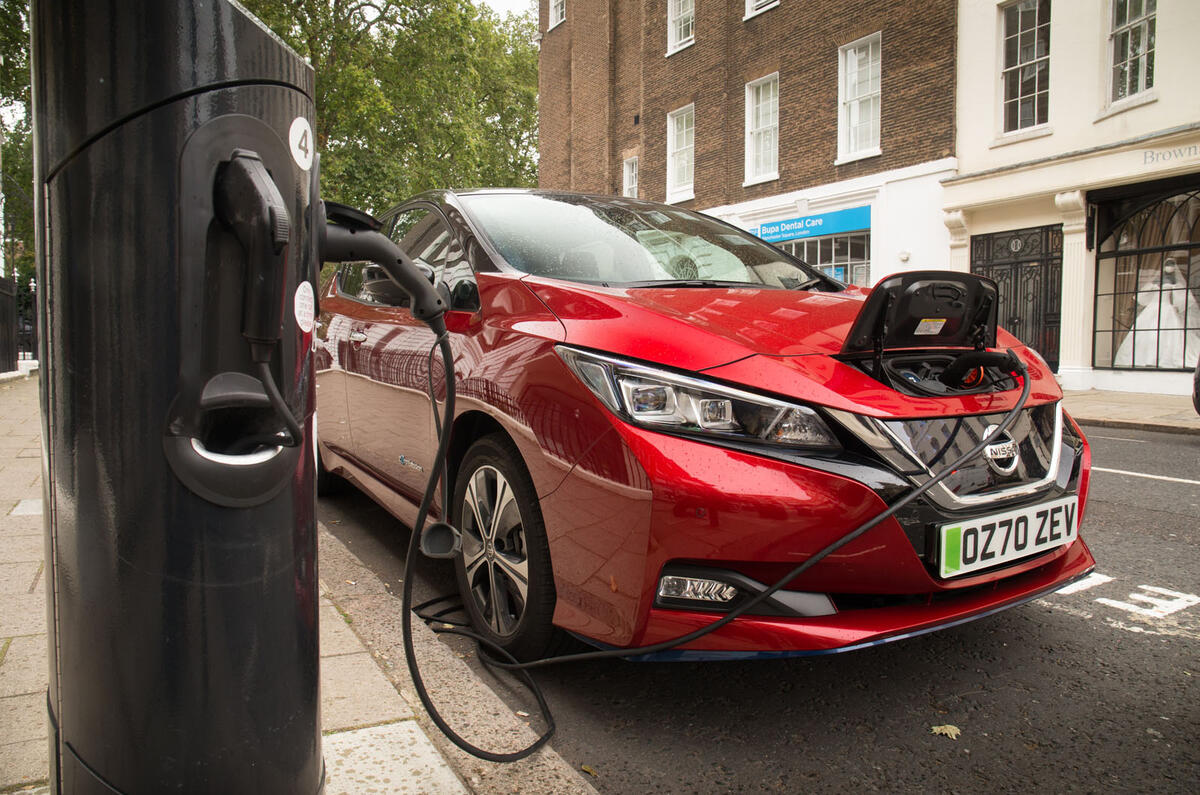 Nissan Leaf charging front quarter