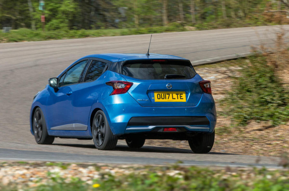 Rear three quarters of the Nissan Micra