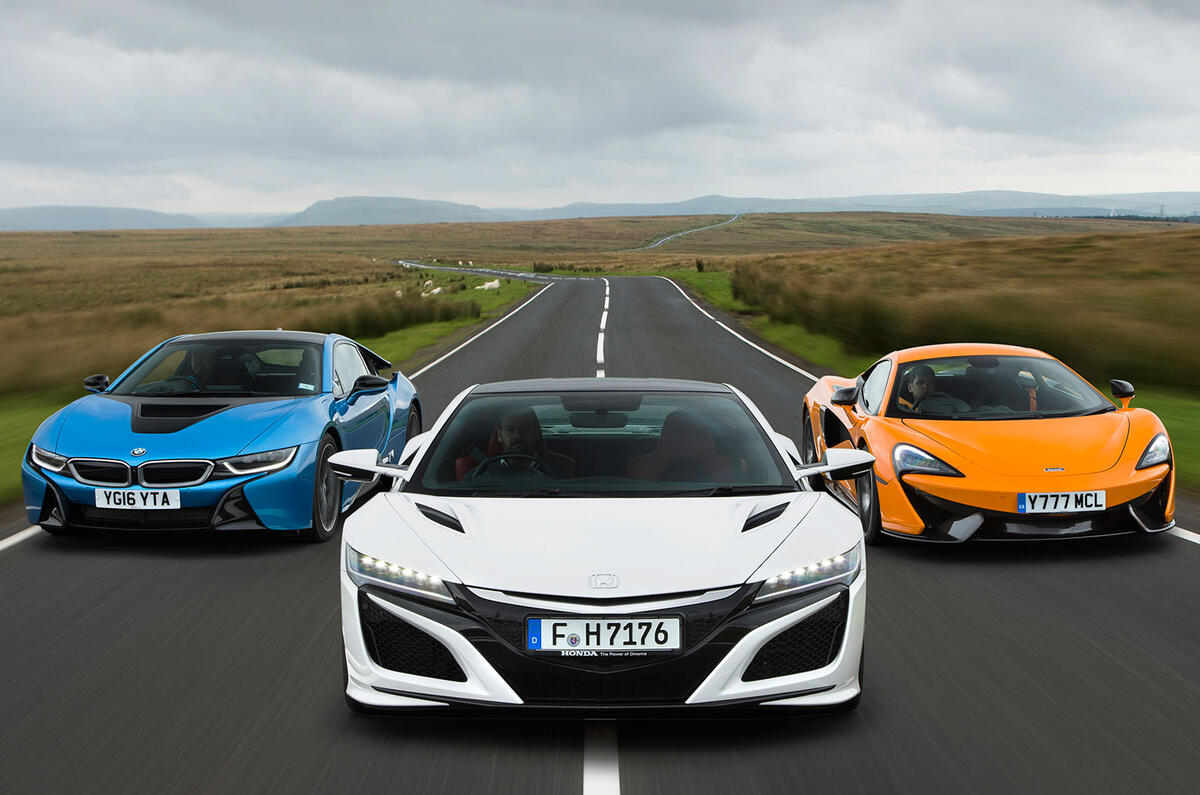 Honda NSX vs BMW i8 vs McLaren 570S: supercars compared