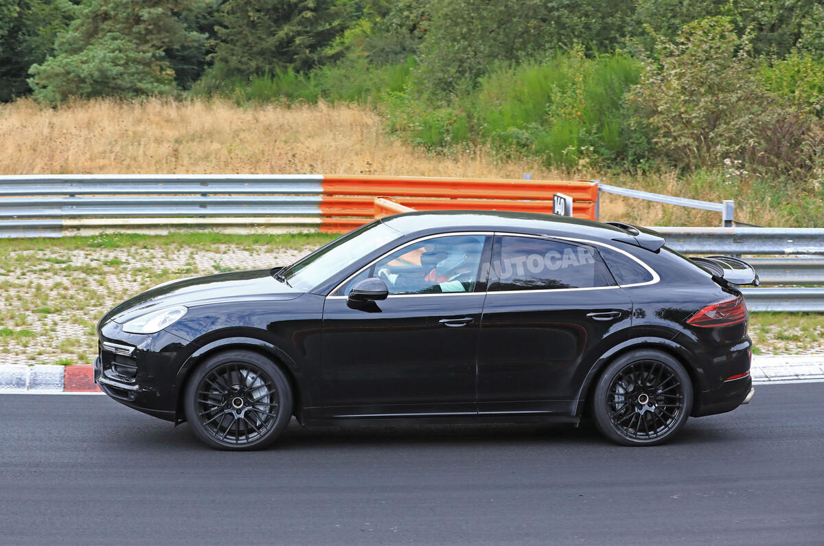 Porsche Cayenne Coupe 2019 spies Nurburgring active rear spoiler 6