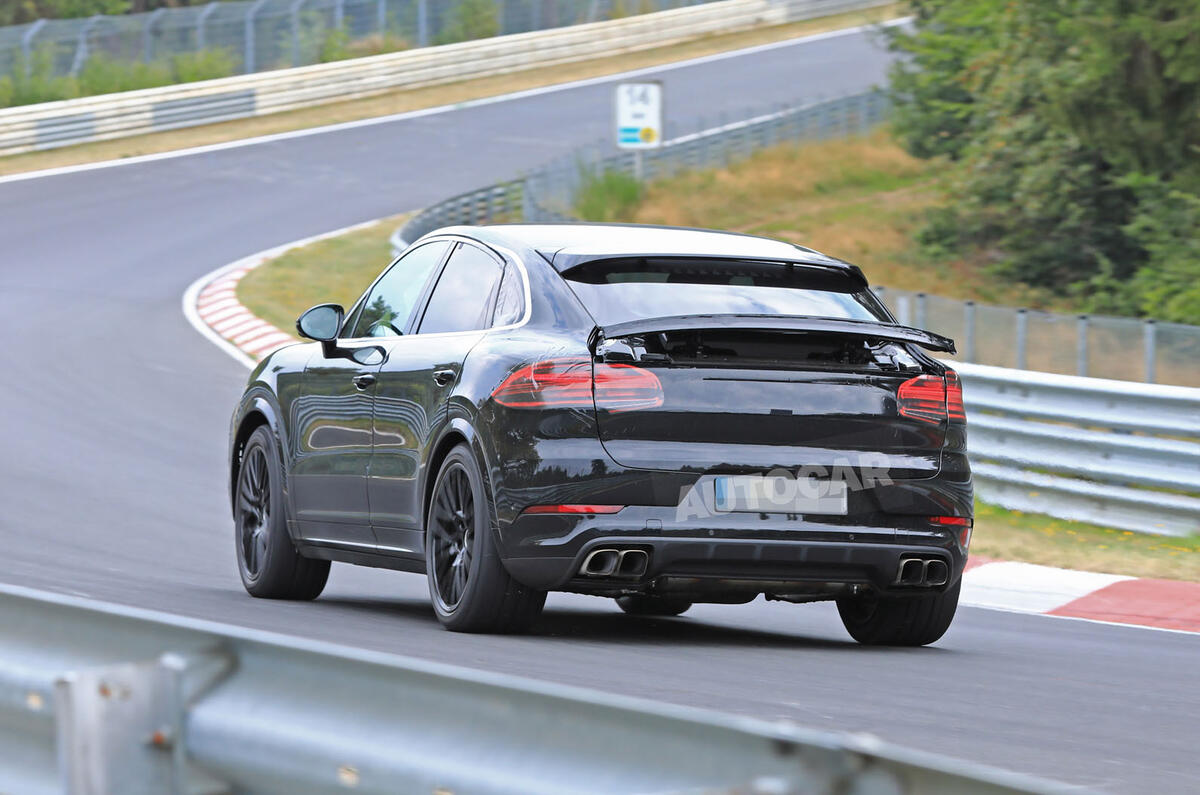 Porsche Cayenne Coupe 2019 spies Nurburgring active rear spoiler 5
