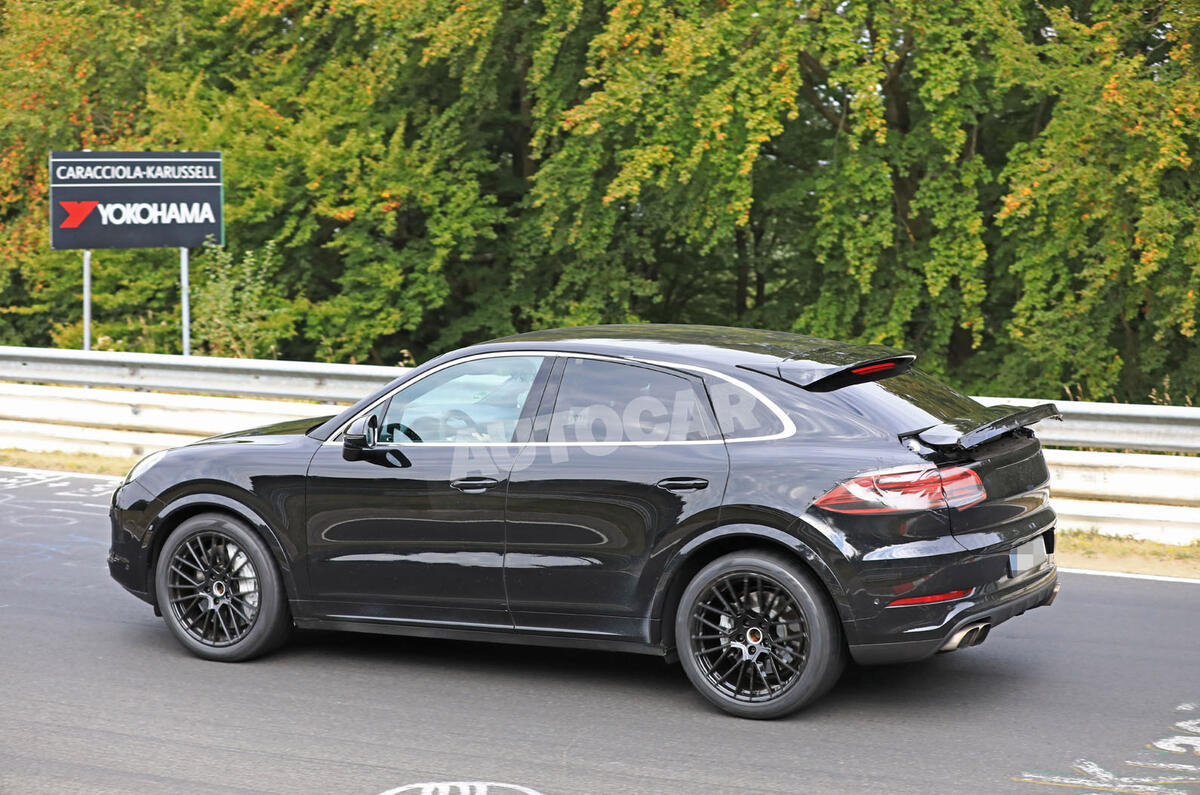 Porsche Cayenne Coupe 2019 spies Nurburgring active rear spoiler 4
