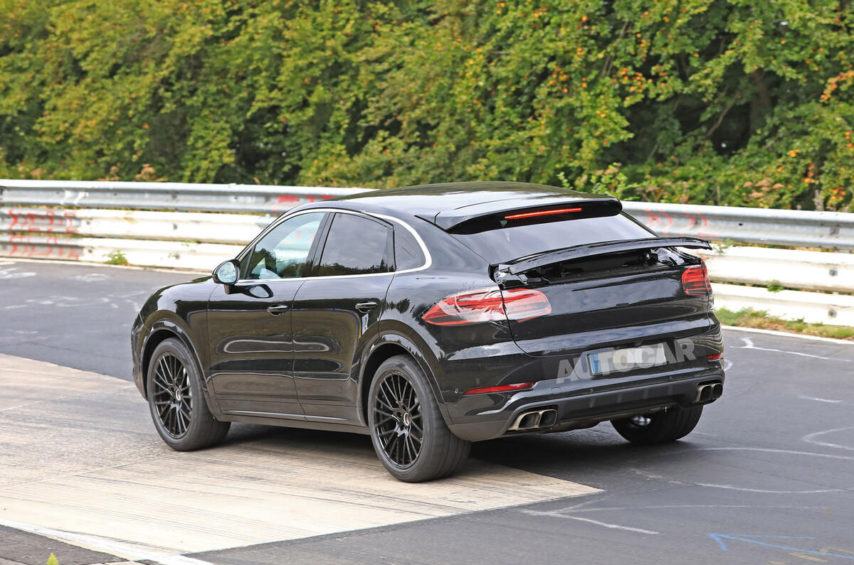 Porsche Cayenne Coupe 2019 spies Nurburgring active rear spoiler 3