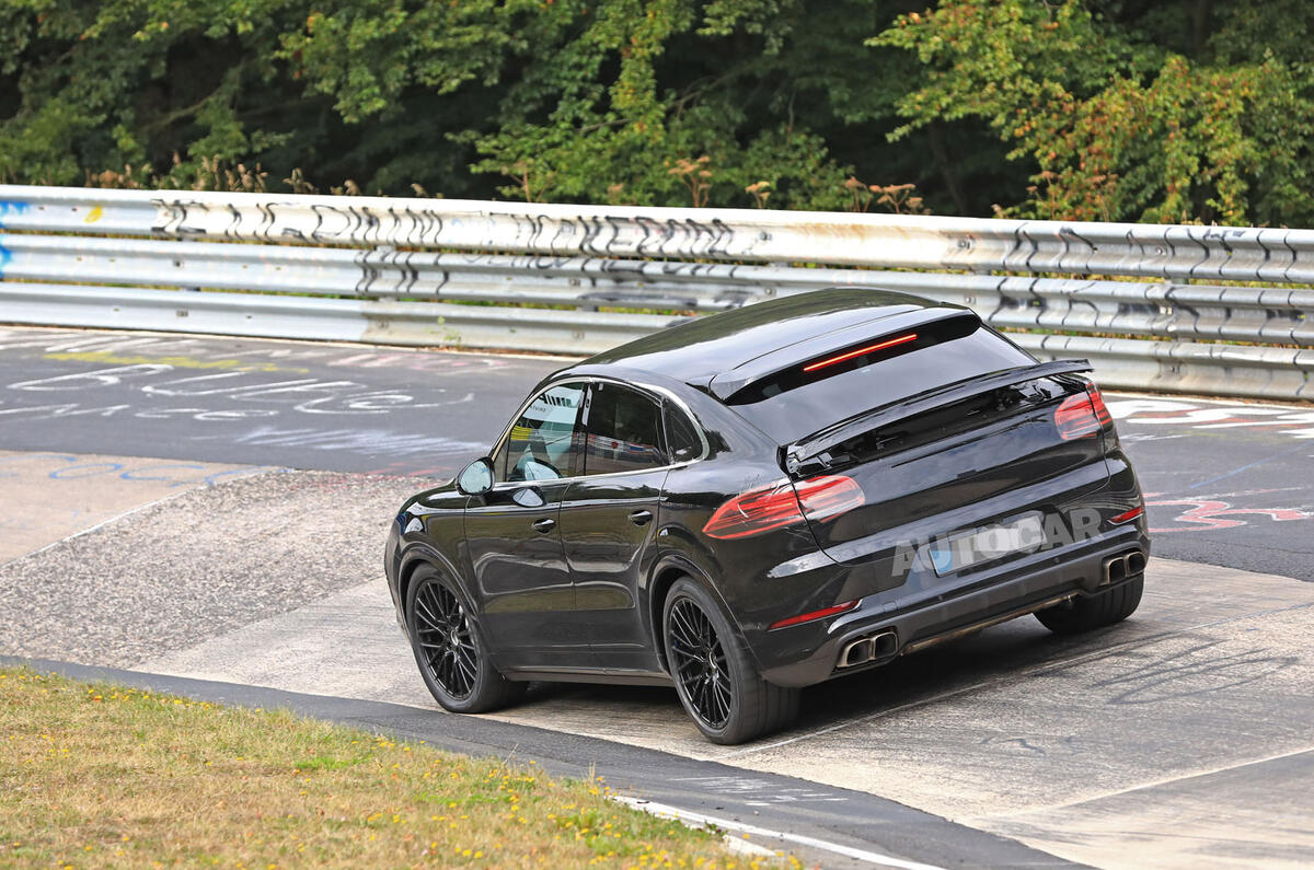 Porsche Cayenne Coupe 2019 spies Nurburgring active rear spoiler 2