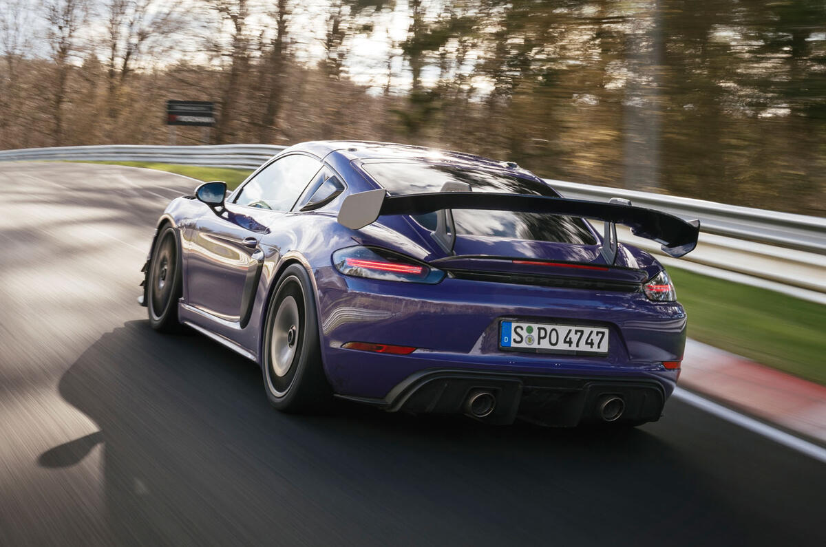 Porsche Cayman GT4RS Manthey Package 2023 rear quarter tracking
