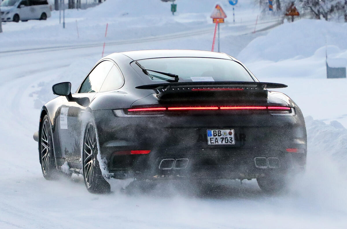 Updated 2023 Porsche 911 Turbo spotted winter testing Autocar