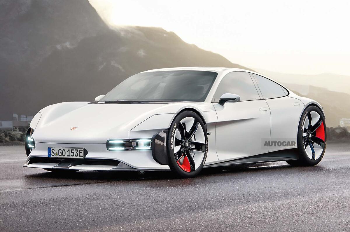 porsche taycan render 2024 front three quarter