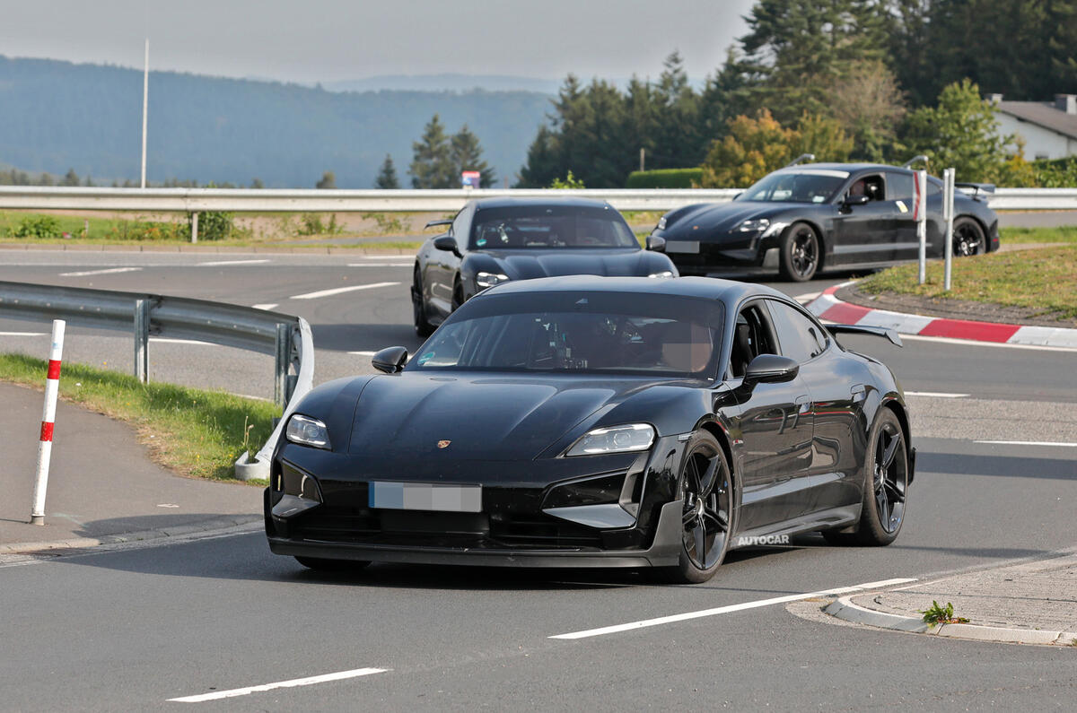 Porsche Taycan turbo gt cornering front
