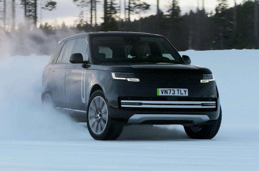 Range Rover Electric prototype winter testing drift