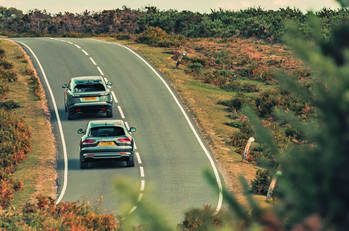 Range Rover Velar and Maserati Grecale distance