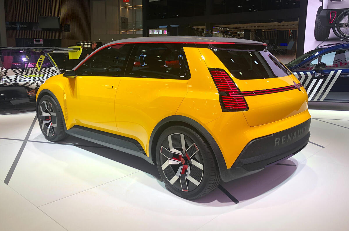 Renault 5 concept 2022 rear quarter static Paris motor show