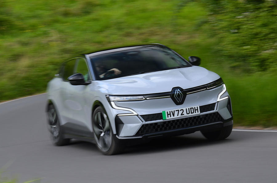 Renault Megane E Tech front quarter tracking 2023