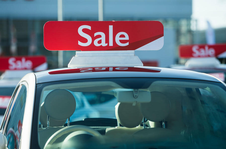 Sale sign on Fiat 500