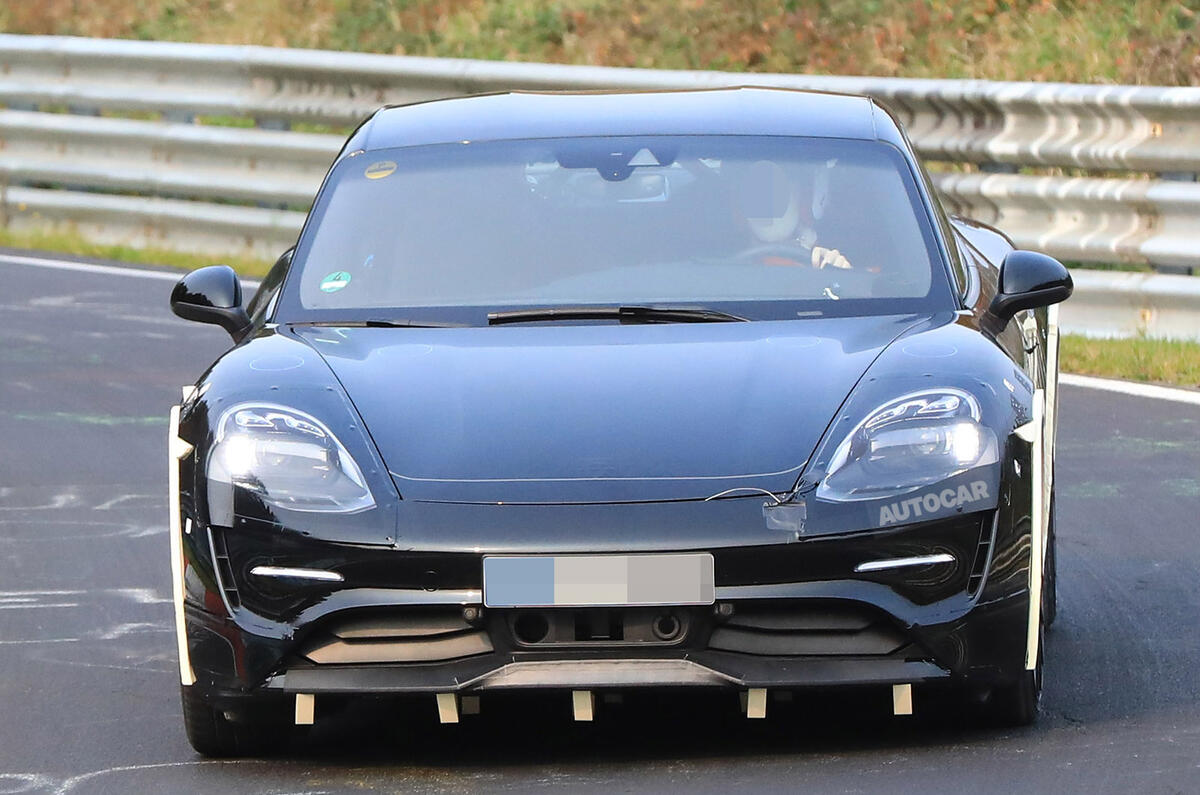 Porsche Mission E testing with advanced autonomous technology and active aerodynamics