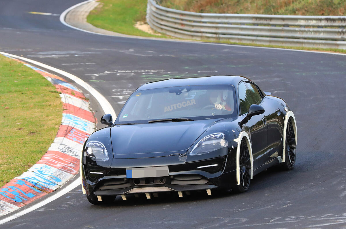 Porsche Mission E testing with advanced autonomous technology and active aerodynamics